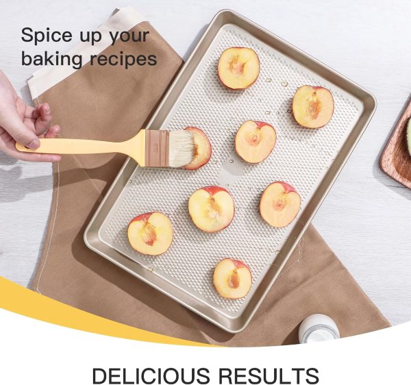 HONGBAKE Baking Sheet Pan Set, Cookie Sheets for Oven, Nonstick Half/Quarter/Jelly Roll Pans with Diamond Texture Pattern, Heavy Duty Cookie Tray - Image 7