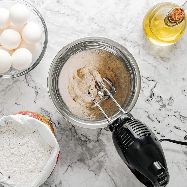 OVENTE Portable 5 Speed Mixing Electric Hand Mixer with Stainless Steel Whisk Beater Attachments & Snap Storage Case, Compact Lightweight 150 Watt Powerful Blender for Baking & Cooking, Black HM151B - Image 7